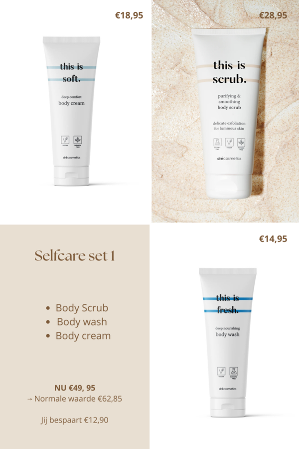 Selfcare set 1: Body scrub 200ml - Body wash 150ml  - body cream 150ml