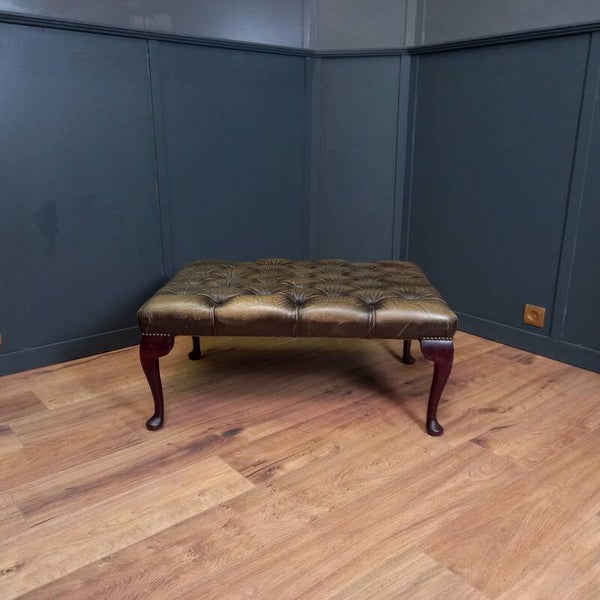 Vintage leren Chesterfield Hocker