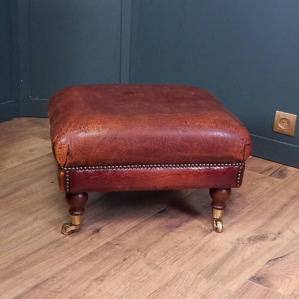 Vintage schapenleren hocker