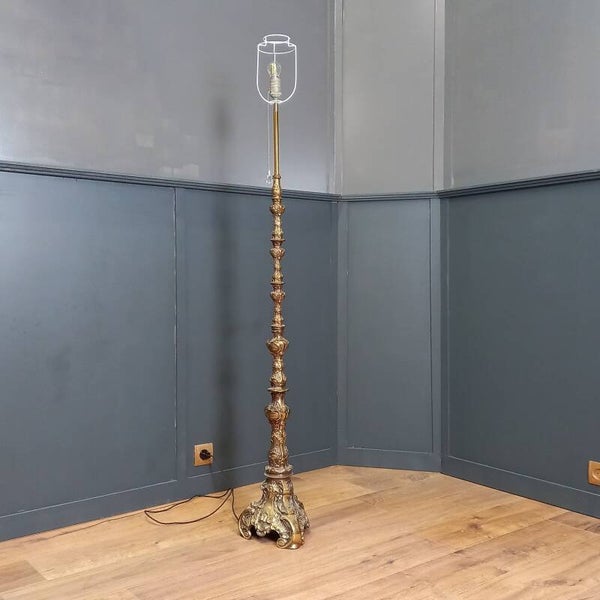 Franse Barok staande bronzen schemerlamp