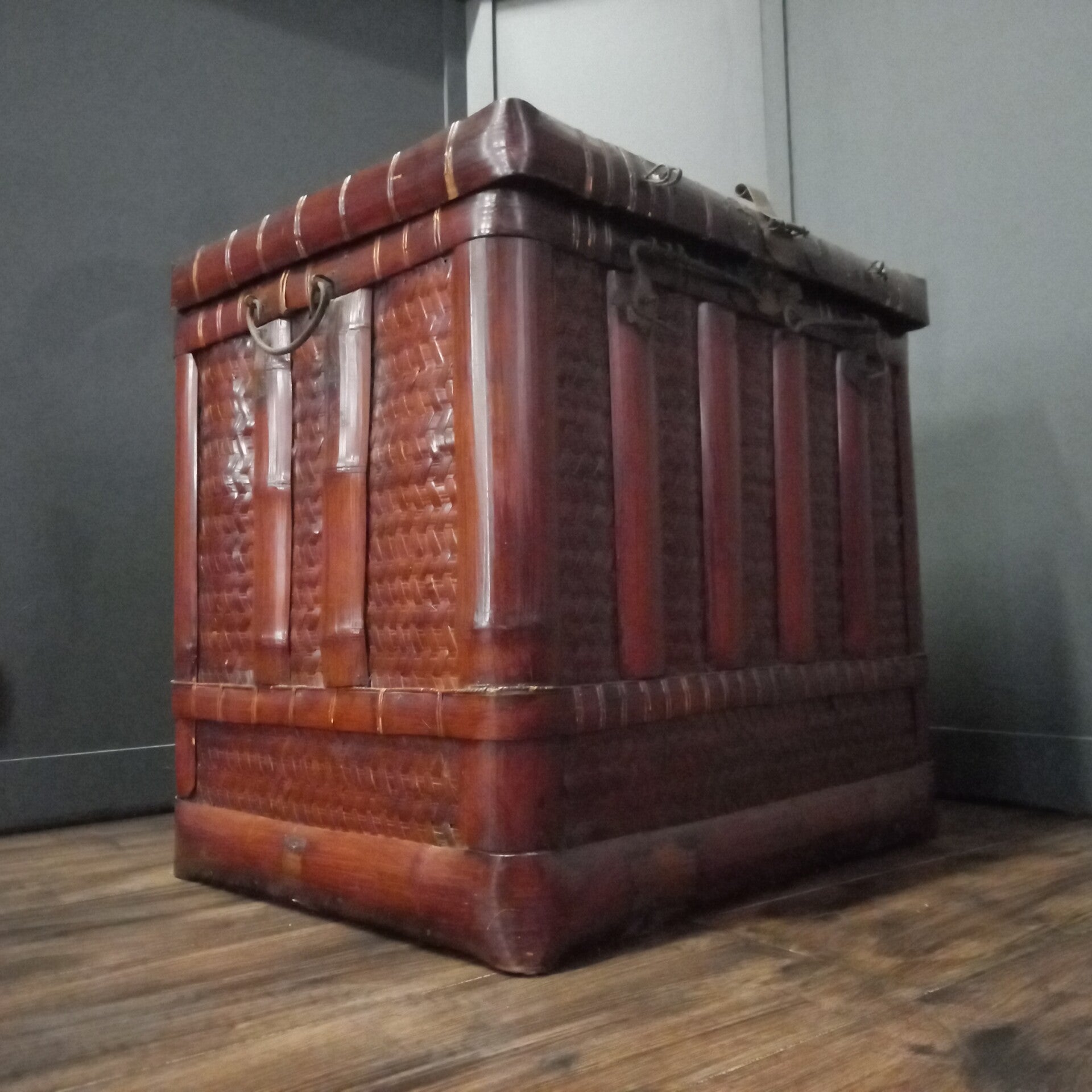 Antieke Chinese Bamboe Opbergkist