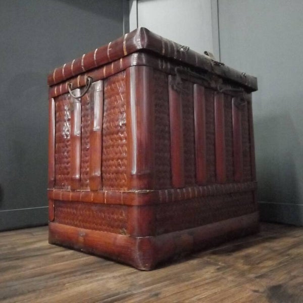 Antieke Chinese Bamboe Opbergkist
