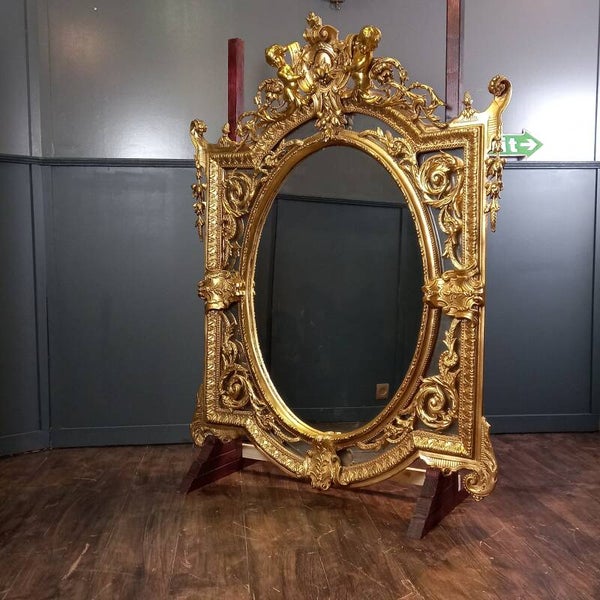 Antieke Ovale Rococo Spiegel Lodewijk XV Versailles