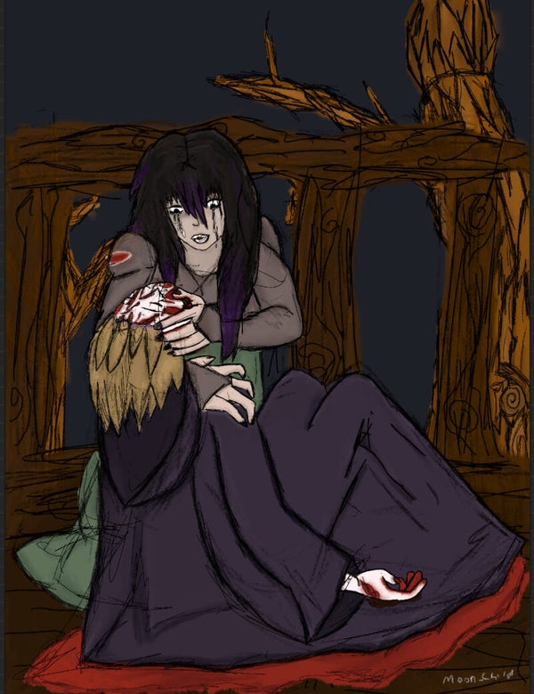 Fully Rendered Character Drawing With Background