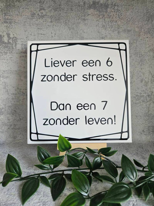 Tegeltje Sale | Liever een 6 zonder stress