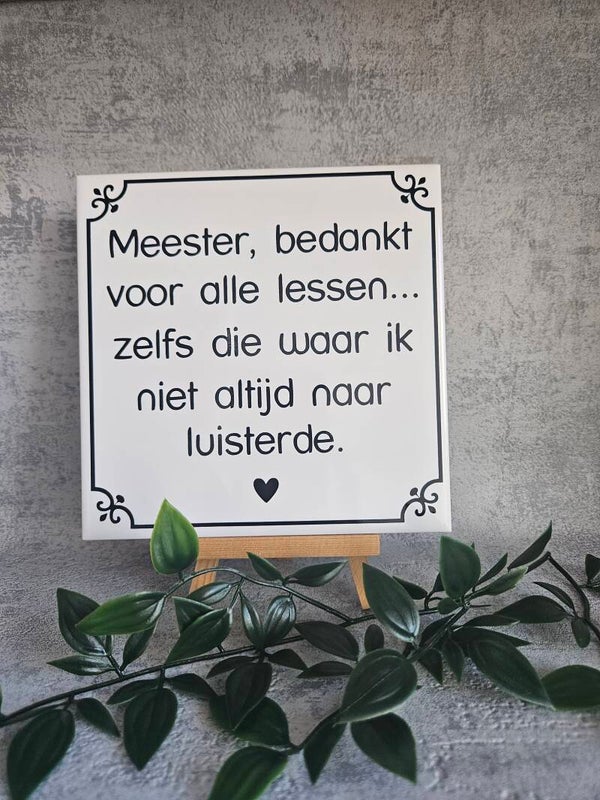 Tegeltje | Meester bedankt voor alle lessen