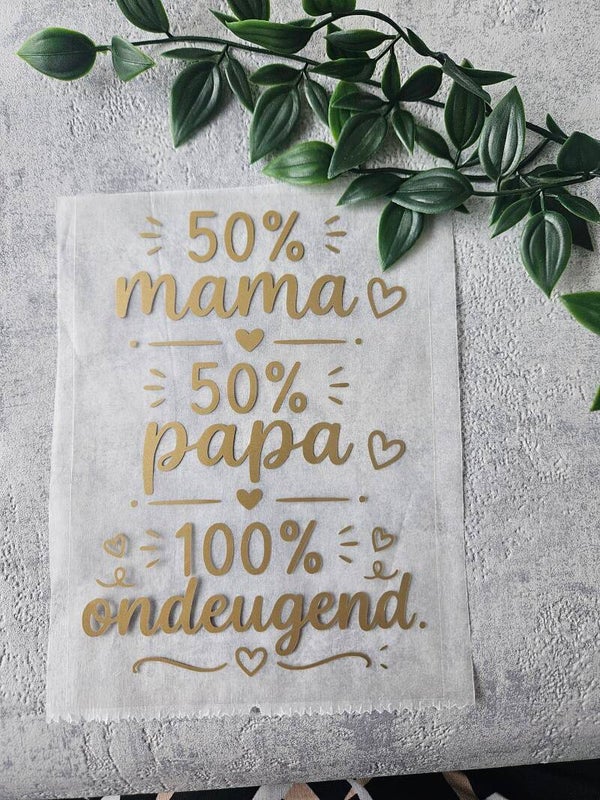 Strijkapplicatie | 50% mama 50% papa 100% ondeugend