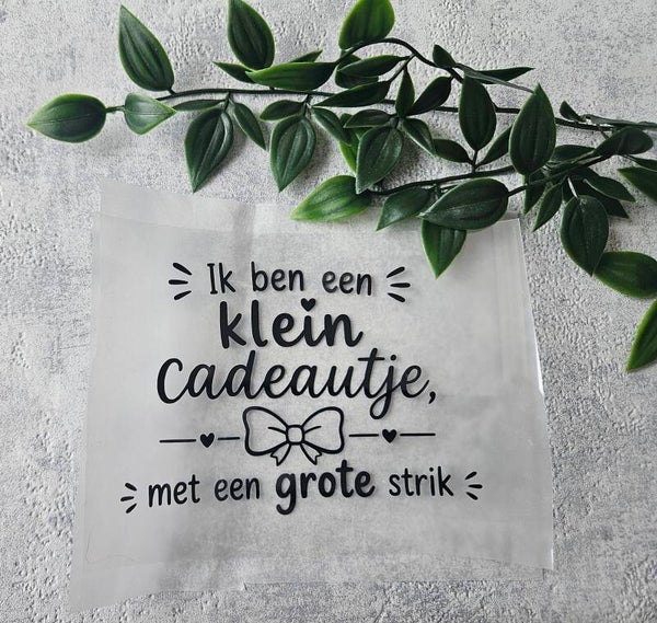 Strijkapplicatie | Ik ben een klein cadeautje, met een grote strik
