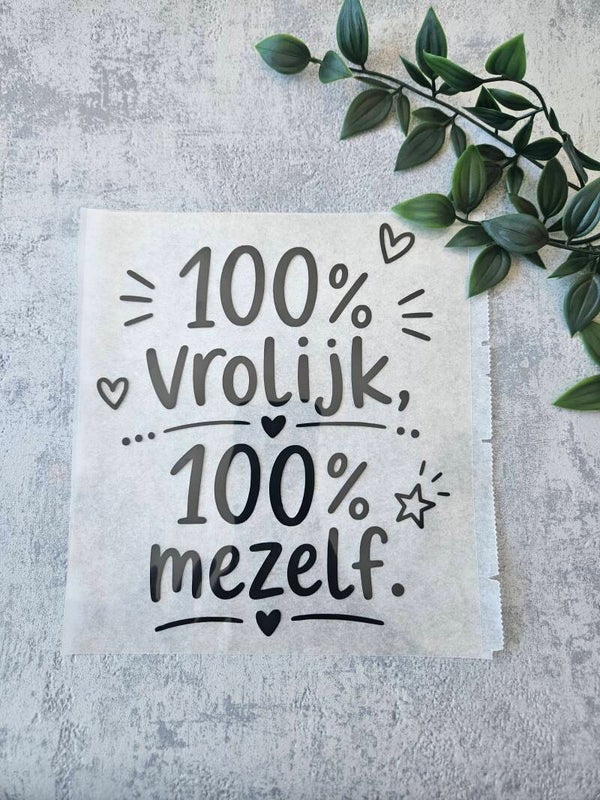Strijkapplicatie | 100% vrolijk 100% mezelf