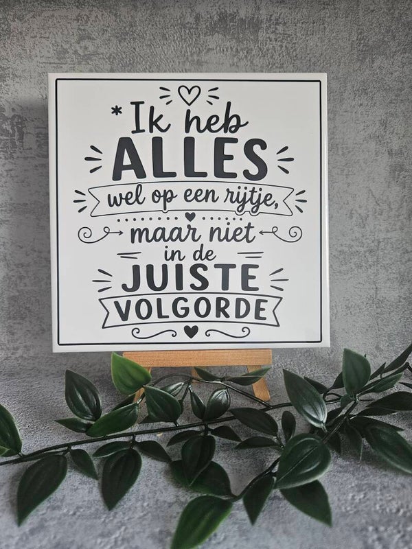 Tegeltje | Ik heb alles wel op een rijtje