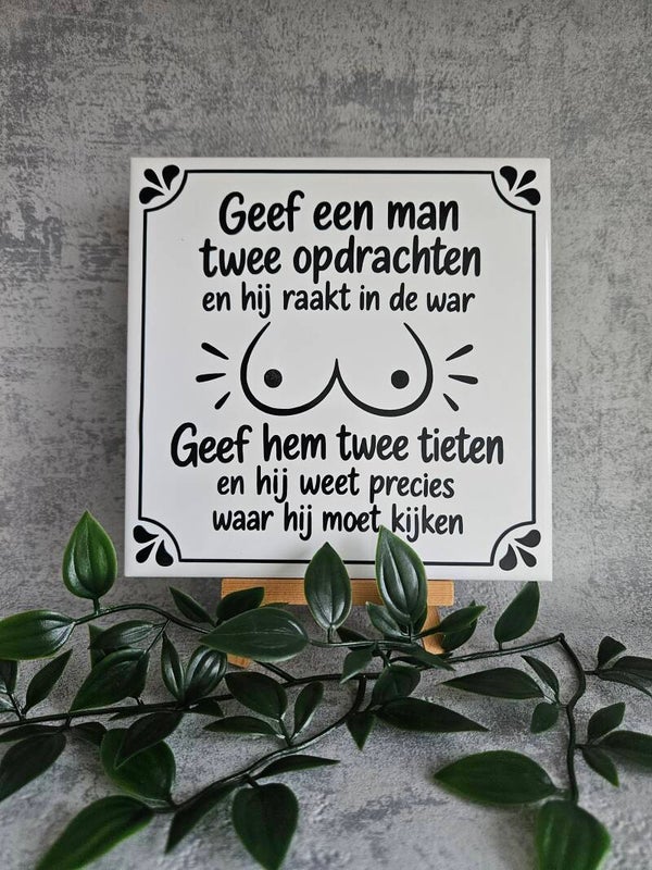 Tegeltje | Geef een man twee opdrachten