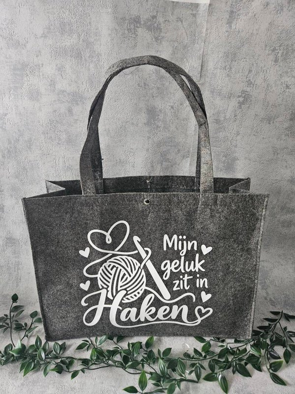 Vilten tas | Mijn geluk zit in haken