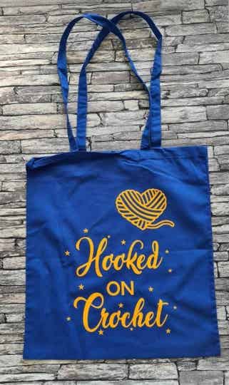 Katoenen tas | Hooked on crochet (blauw-geel)