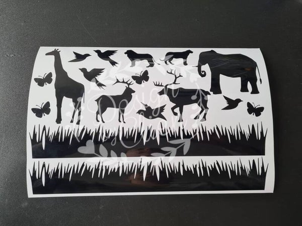 Statische raamfolie | Wilde dieren met gras