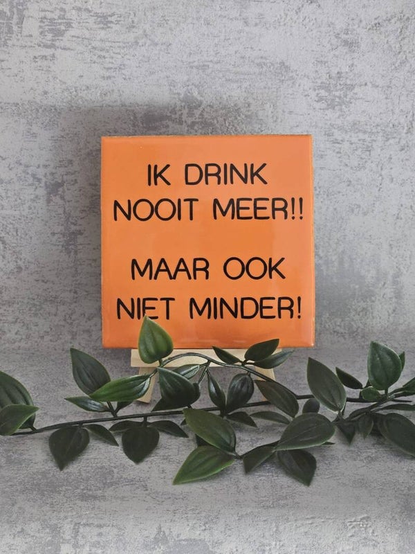 Tegeltje 10x10cm | Ik drink nooit meer