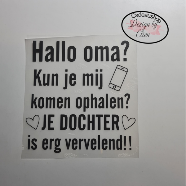 Strijkapplicatie | Hallo oma, kun je mij komen ophalen?