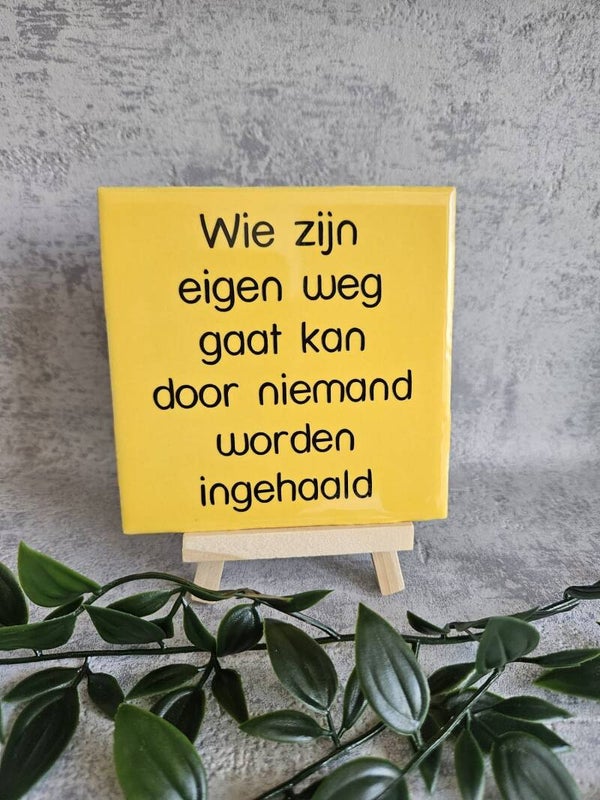 Tegeltje 10x10cm | Wie zijn eigen weg gaat