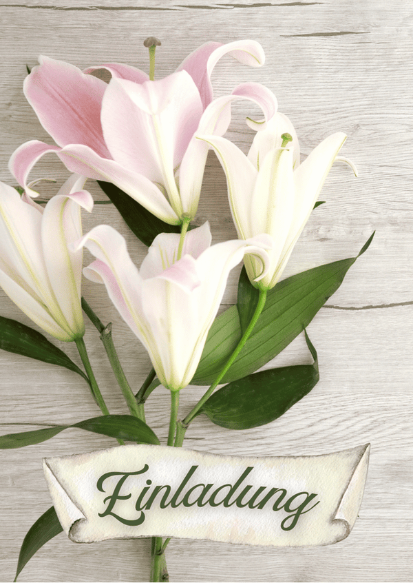 Postkarte Einladung Lilien