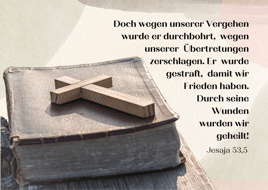 Postkarte Kreuz und Bibel