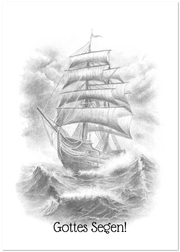 Grußkarte - Segelschiff