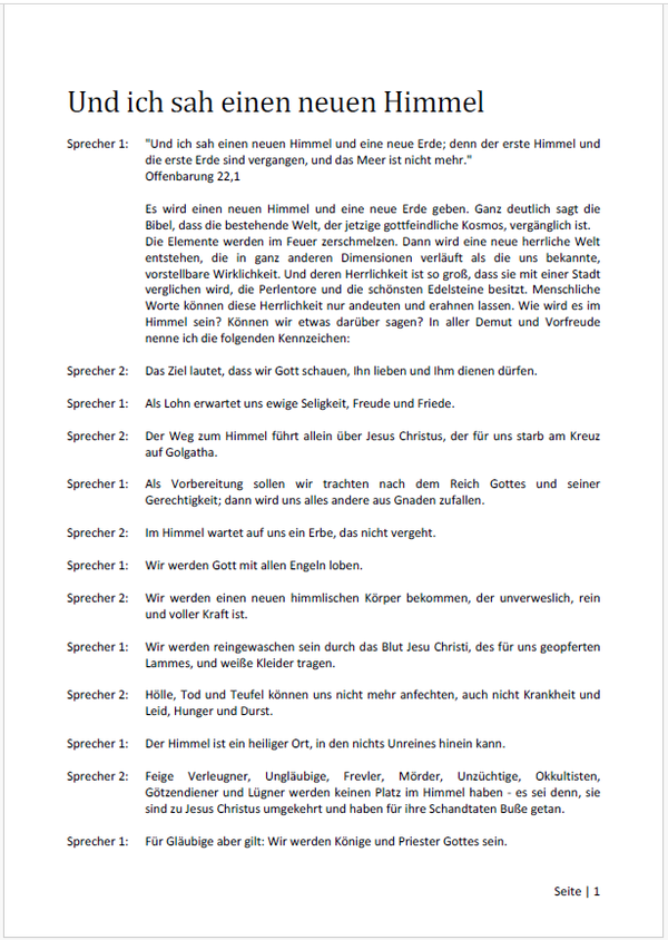 Sprechervortrag - Himmel