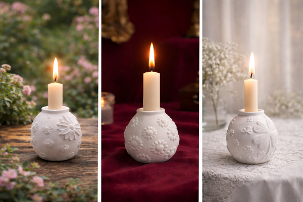 Kerzen-/ Vase mit Blumenmuster