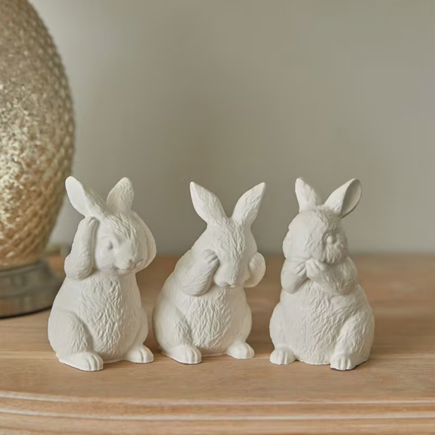 Deko-Figuren 3-er Set – Hasen „Nichts sehen, nichts hören, nichts sagen“