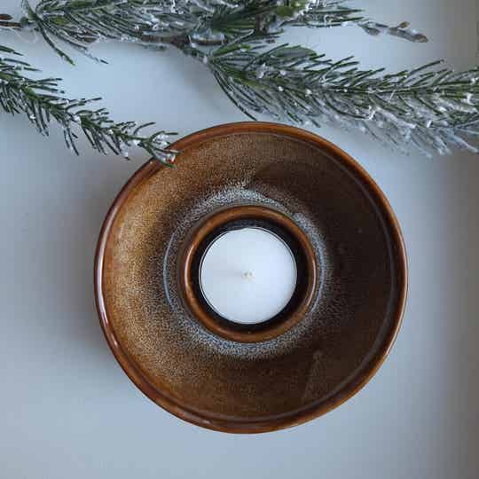 Waxinelichthouder bruin | Keramiek | Hej Hygge |  Scandinavische woonaccessoires