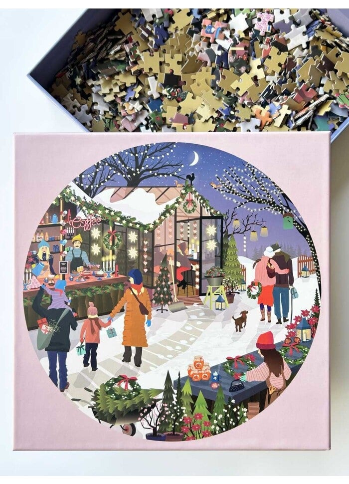 VISSEVASSE ronde puzzel | kerstmarkt | 1000 stukjes
