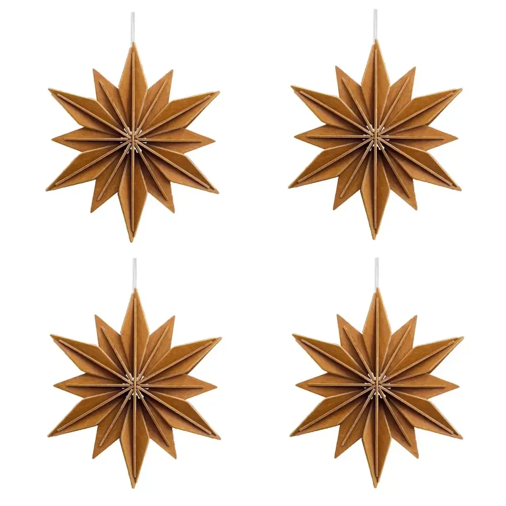 Houten kerststerren 3D DIY | Lovi Finland sterren 4 pcs | 10cm | Cinnamon brown