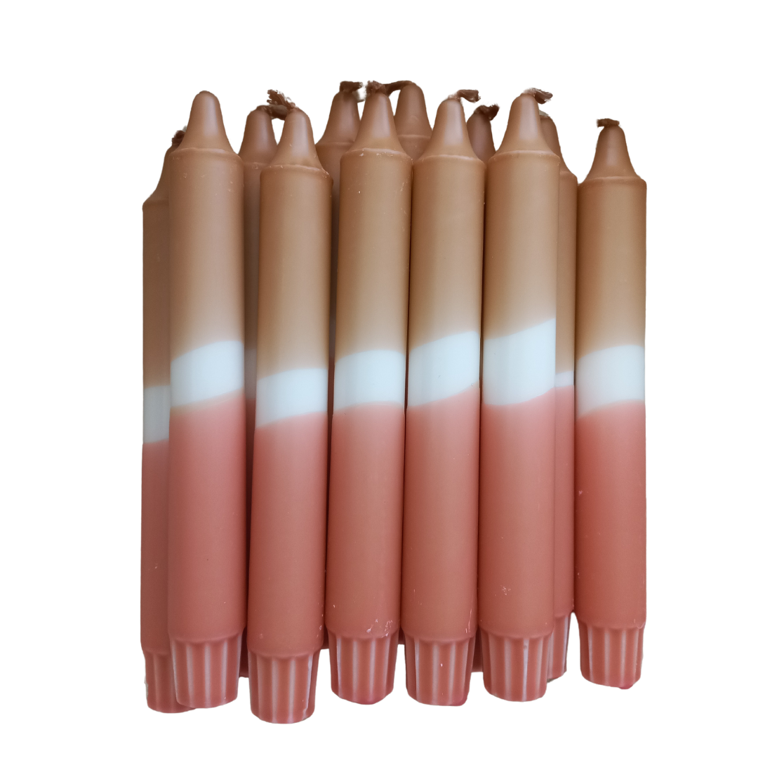Dip dye dinerkaars | Beige - Koraal | Noorderlichtjes