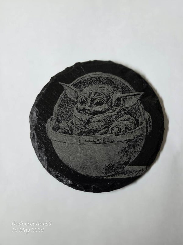 Round slate Character coaster