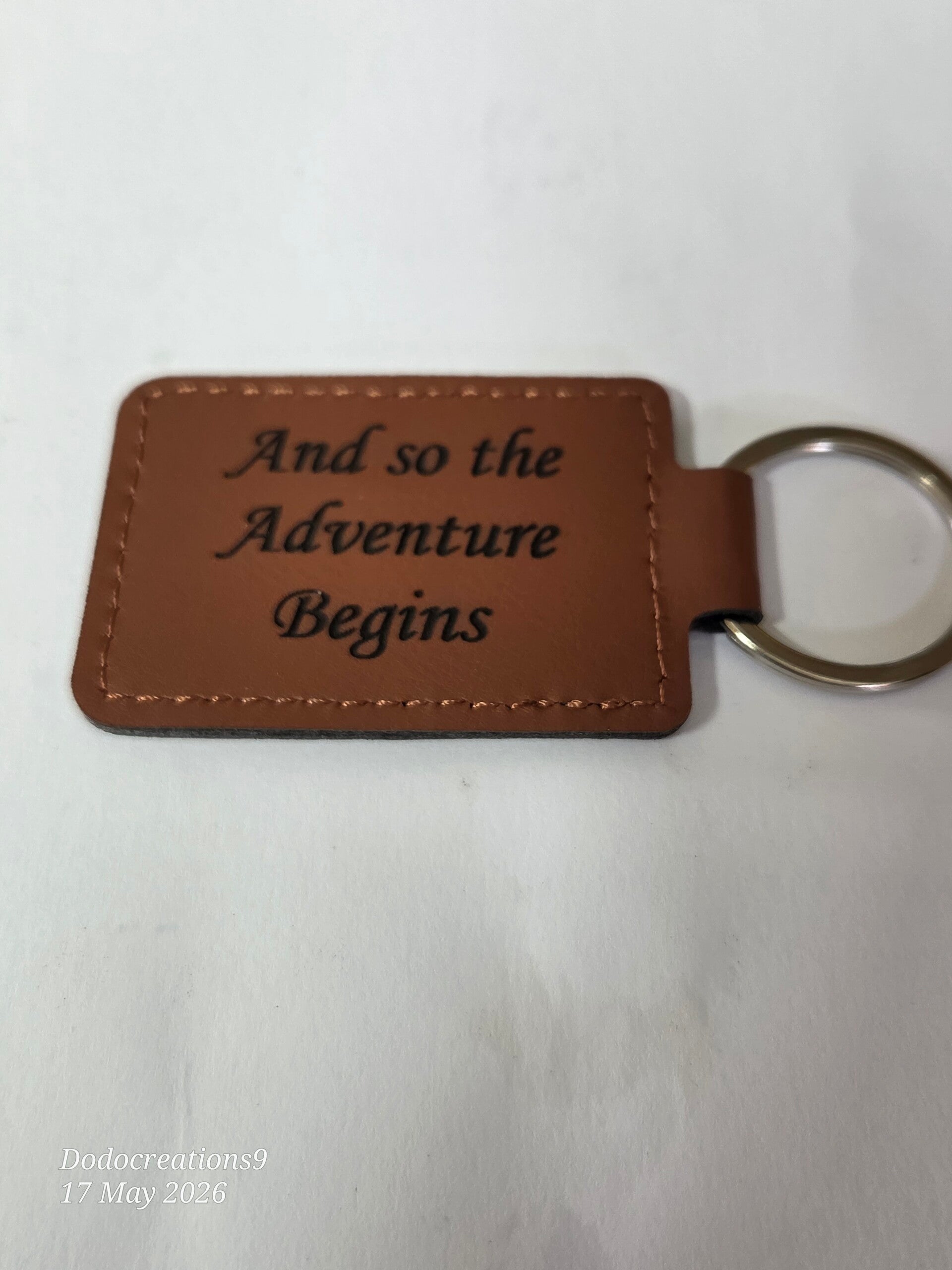 Faux Leather Keyring with motto