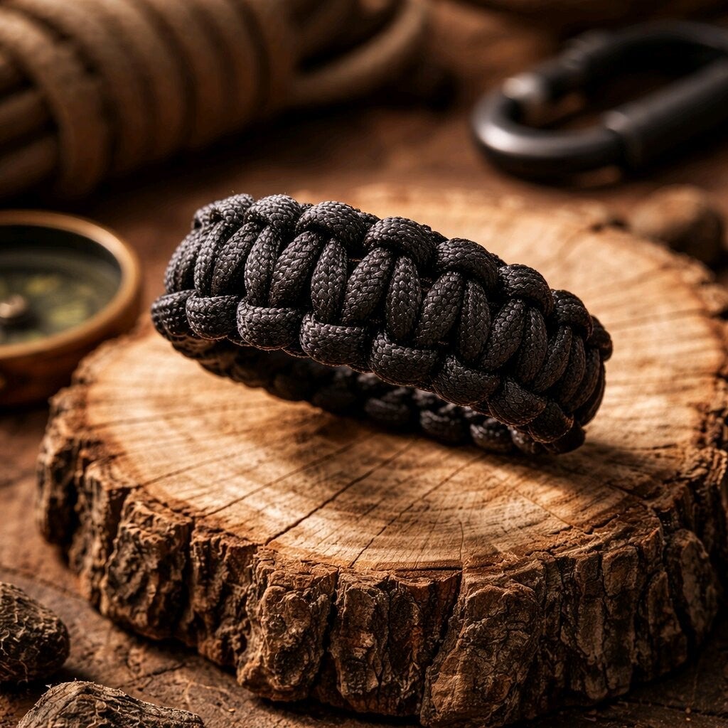 Bracelet de survie.  Paracorde noire