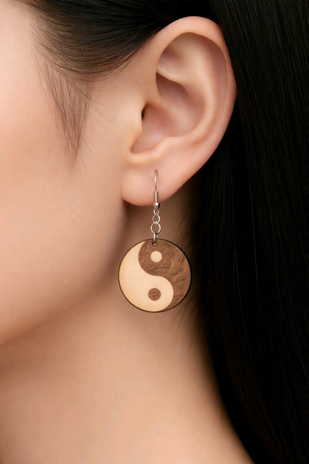 Boucles d’oreilles Yin & Yang bois de tilleul