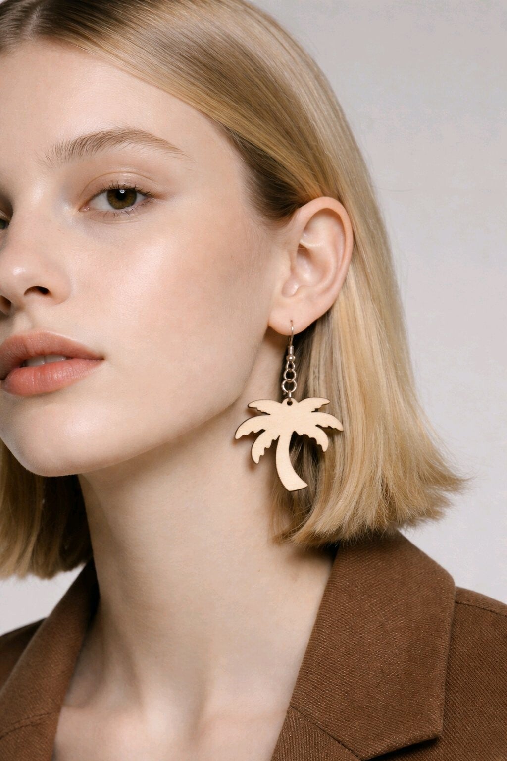 Boucles d’oreilles  palmier en bois de tilleul