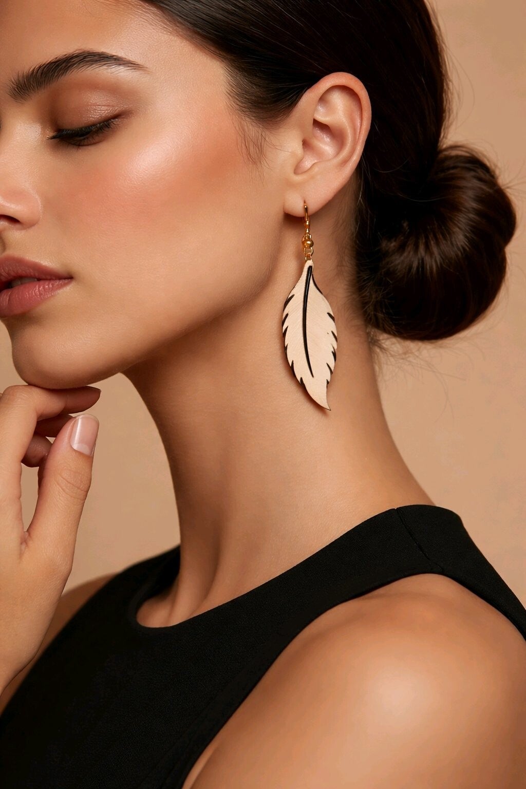 Boucles d’oreilles Plume en bois de tilleul