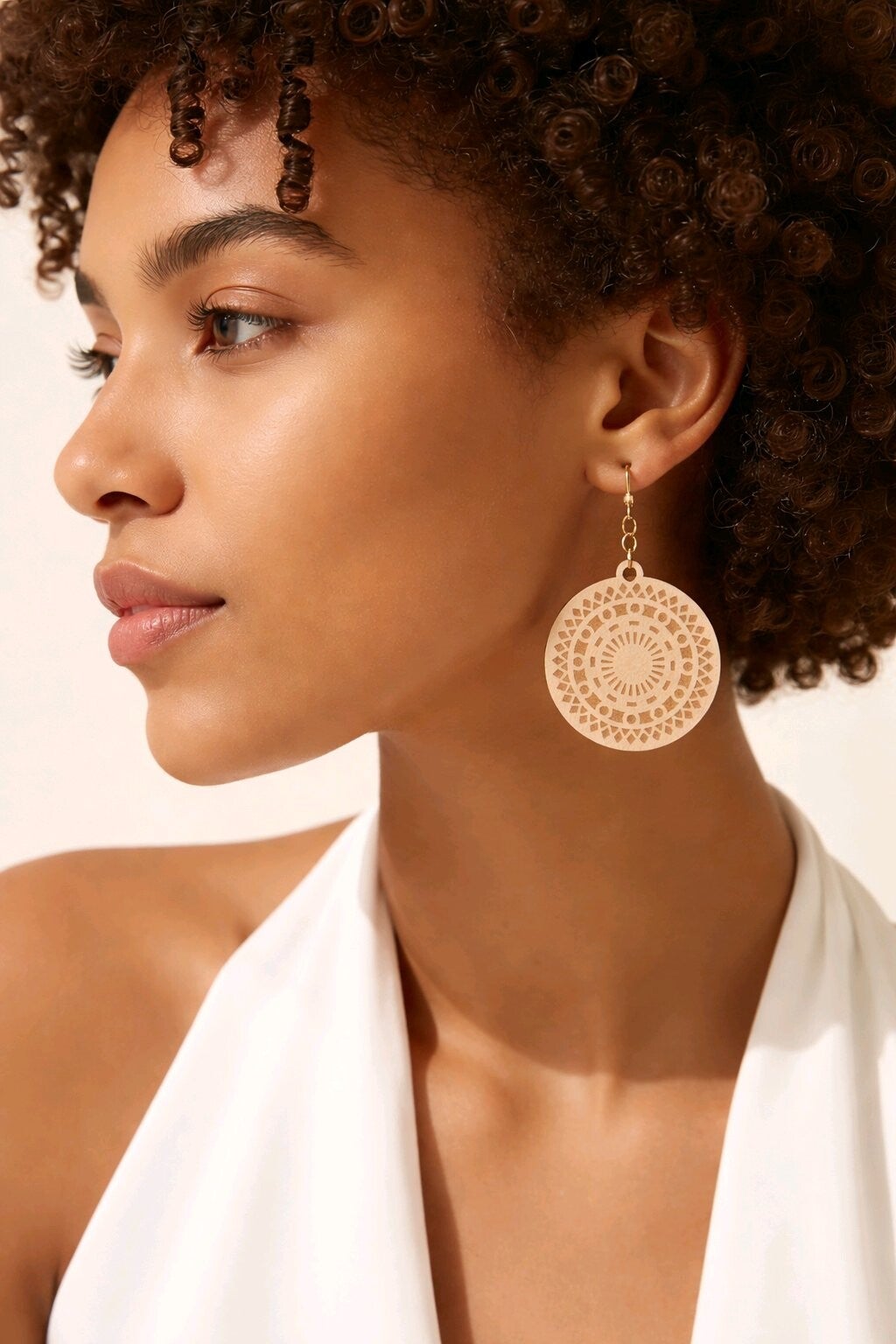 Boucles d’oreilles Mandala en bois de tilleul