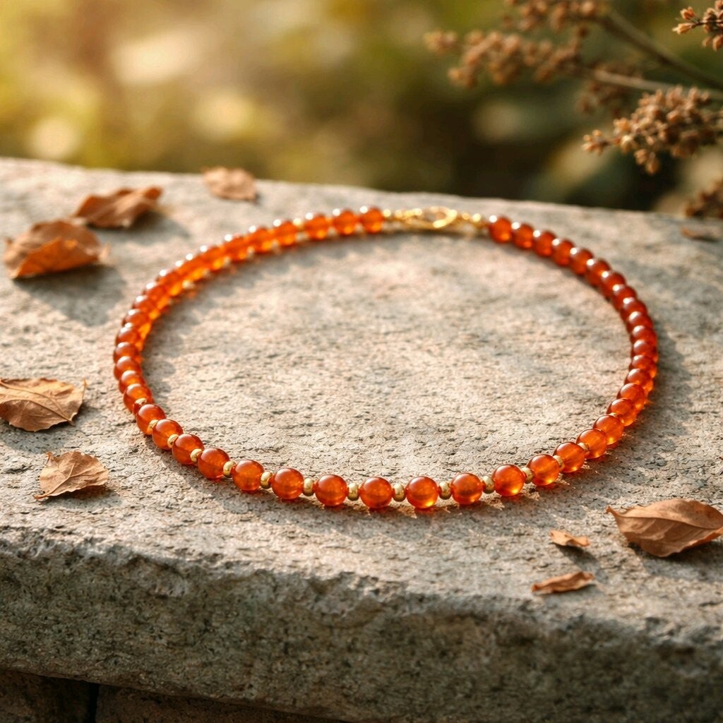 Collier ras de cou en Cornaline 6 mm