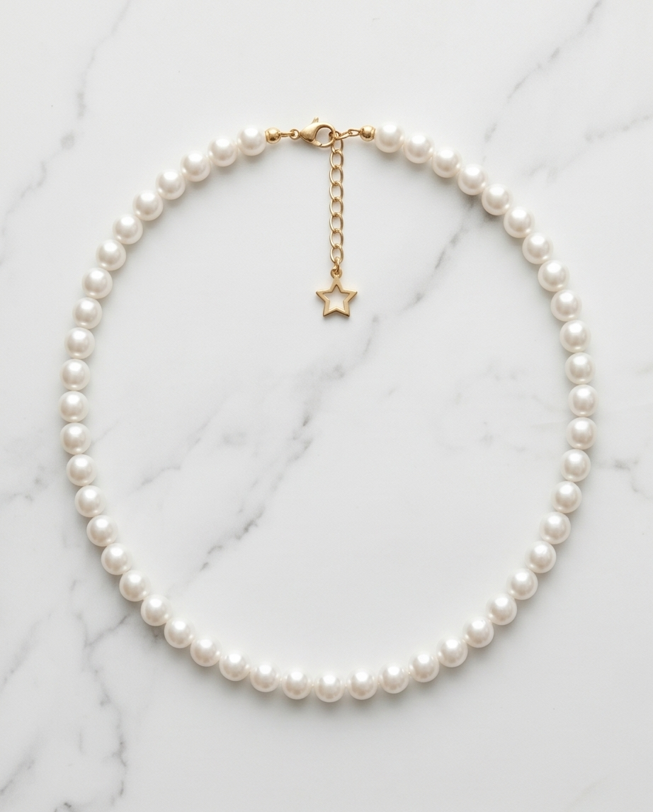 Collier en coquillages du Pacifique blanc nacré