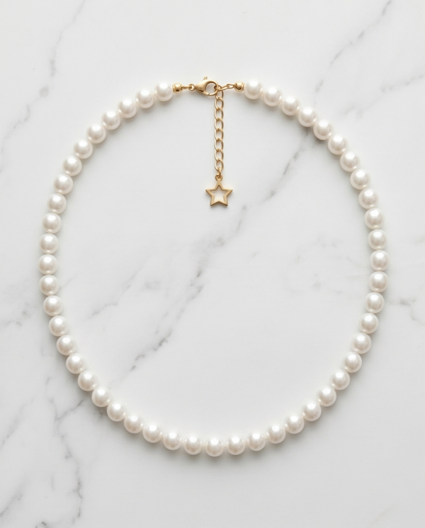 Collier en coquillages du Pacifique blanc nacré