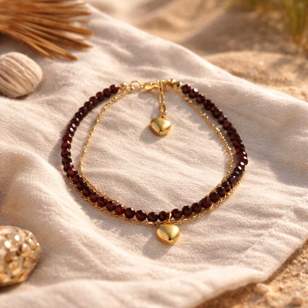 Bracelets cheville en grenat