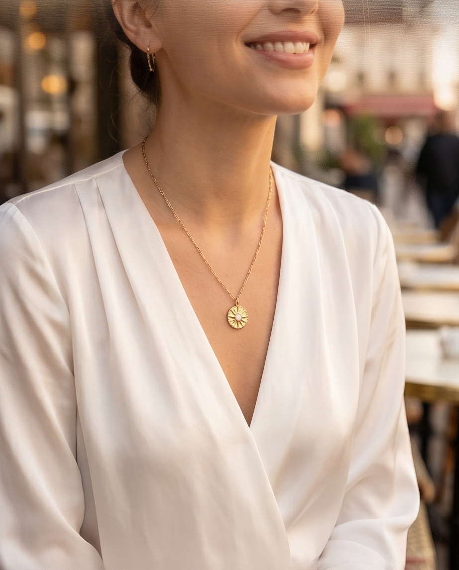 Collier soleil doré