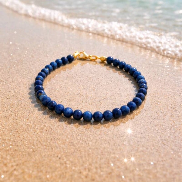 Bracelet en Lapis-Lazuli & acier inoxydable