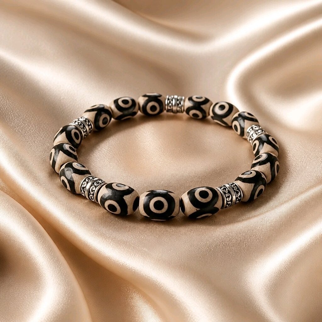 Bracelet Agate olive & acier inoxydable