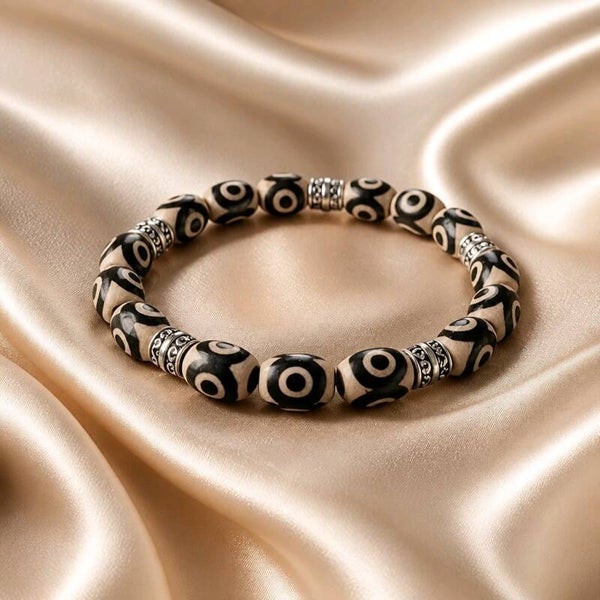 Bracelet Agate olive & acier inoxydable