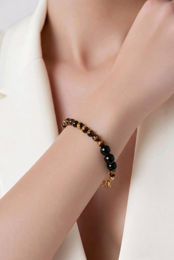 Bracelet Œil de Tigre & Tourmaline