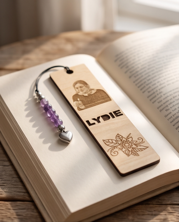 Marque page personnalisé avec prénom & perles naturelles