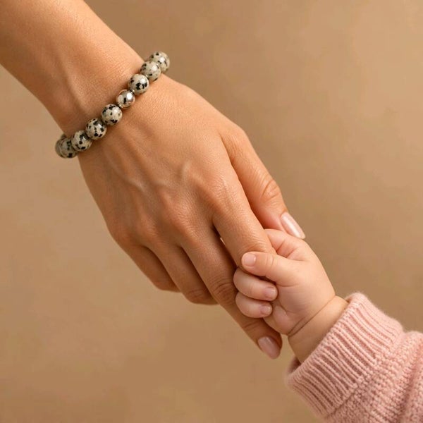 Bracelet Jaspe dalmatien  8 mm