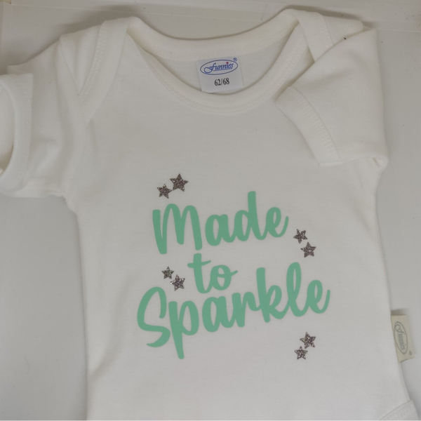 Romper wit met tekst Made to Sparkle maat 62/68